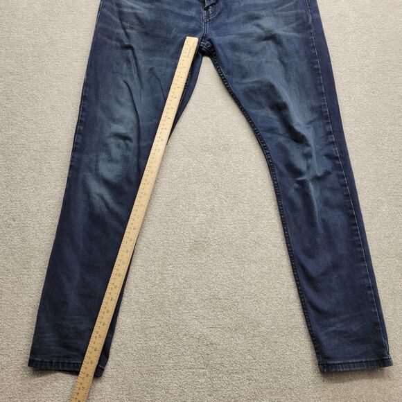 Levi’s 512 Men’s Dark Blue Jeans 33x32 Slim Taper Stretch Wash Light Distress - Picture 5 of 9